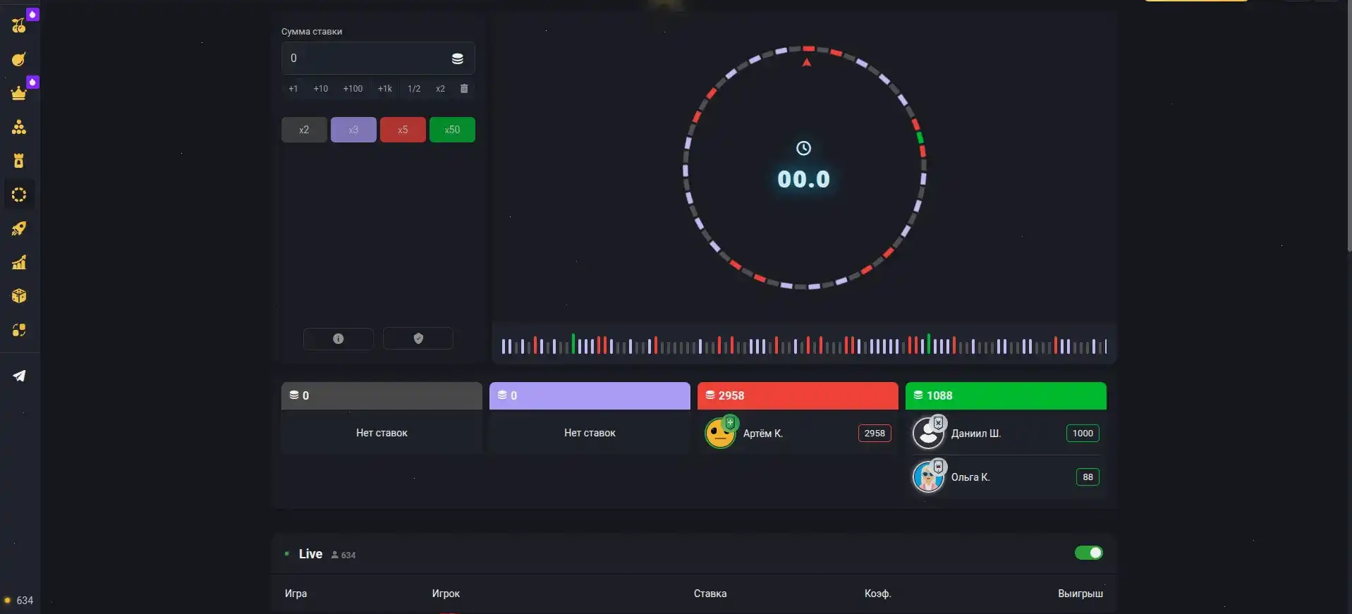 Интерфейс казино Hotskins